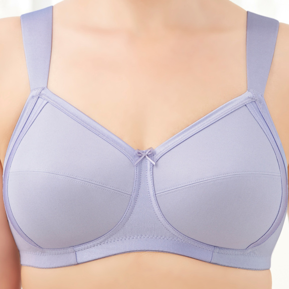 Glamorise 44C Bra ~Seamless-X-WIDE-Straps~ (Side Support Too!) 35% Cotton Purple - Picture 8 of 15